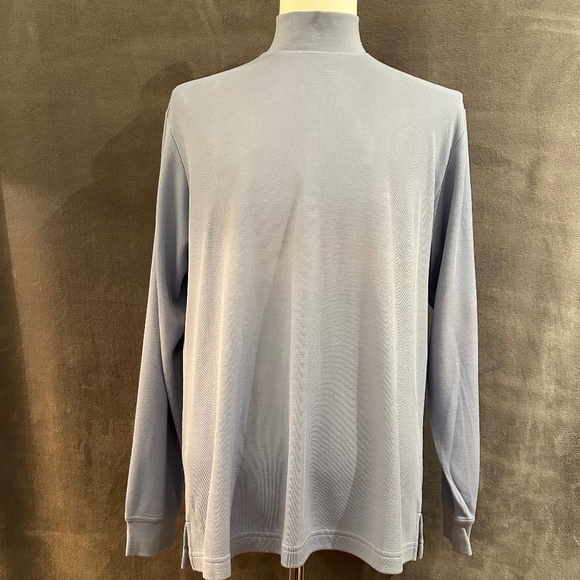 New Henry Jacobson, size Lg, sky blue, silk/cotton pique mock turtleneck shirt - Picture 2 of 6